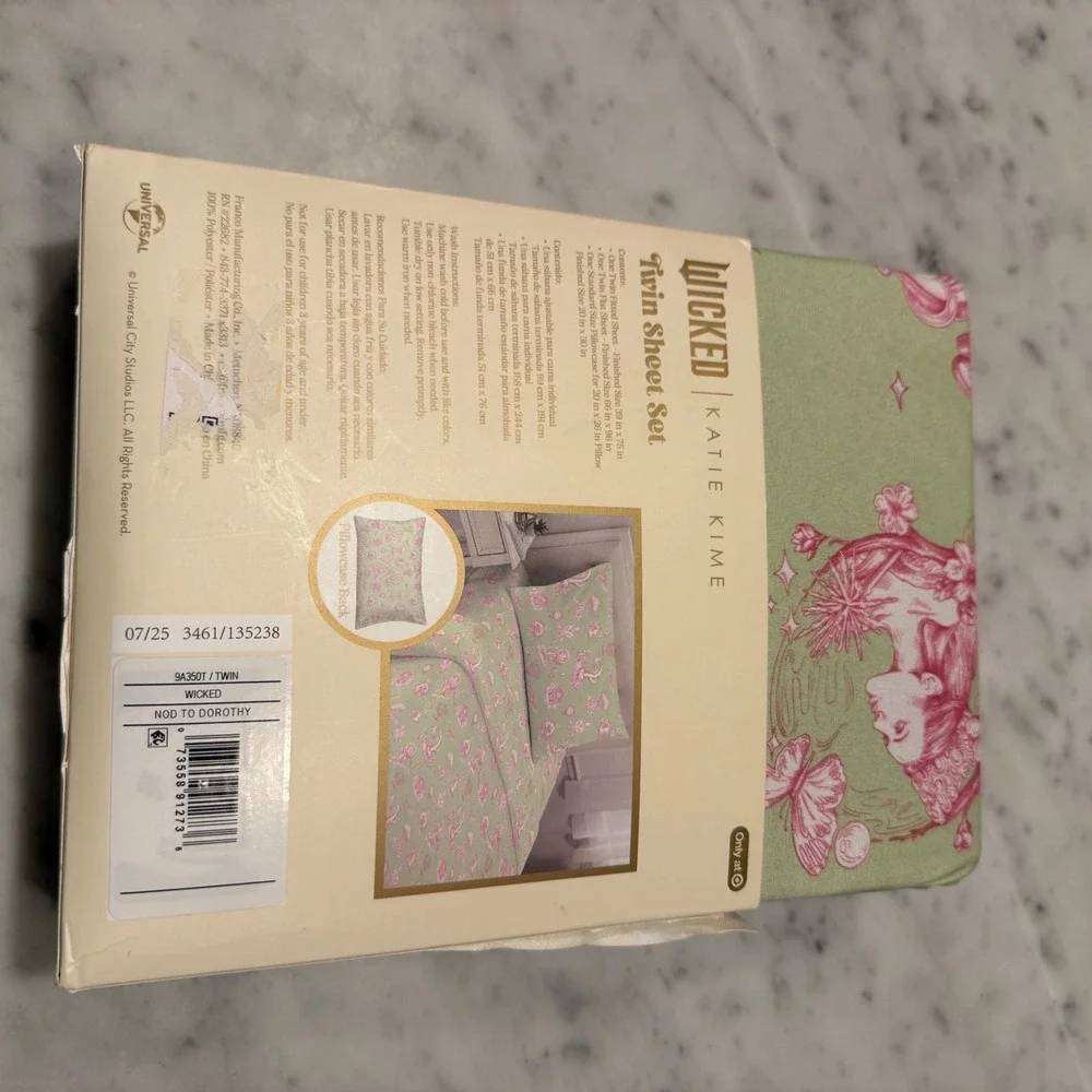 Wicked Katie Kime Twin Sheet Set Nod to Dorothy Green Pink Toile 3pc New Target